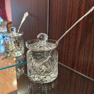 Crystal Jam/Jelly/Honey Jar with Bowl
